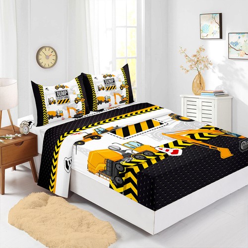 Cartoon Digger Kids Bed Decor Fitted Sheet Set Single/Double/Queen/King Size - Picture 11 of 18