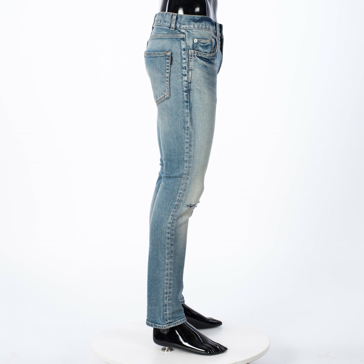 SAINT LAURENT 790$ Skinny Jeans - Distressed Blue Stretch Denim