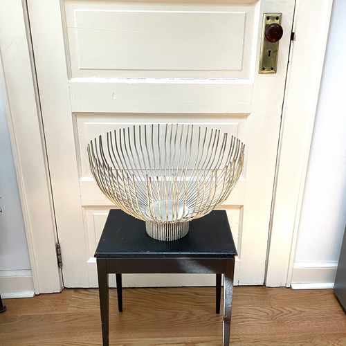 16" Metal Tang Prong Centerpiece Modernist Bowl Mid Century Design VINTAGE - Picture 3 of 9