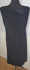 R&m richards ruched black glitter long a line dress womens size 14