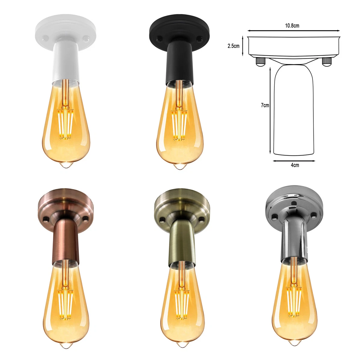 Modern Retro Semi Flush Mount Ceiling Light E27 Holder Fitting Lamp UK