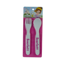 Melamine children's cutlery set - Girls names - Fork and Spoon Set