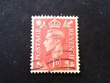 GB 1941 SG486 KING GEORGE VI 1D PALE SCARLET RED - USED KGVI