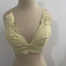 Aerie Sunflower Lace Padded Plunge Bralette Yellow Size M