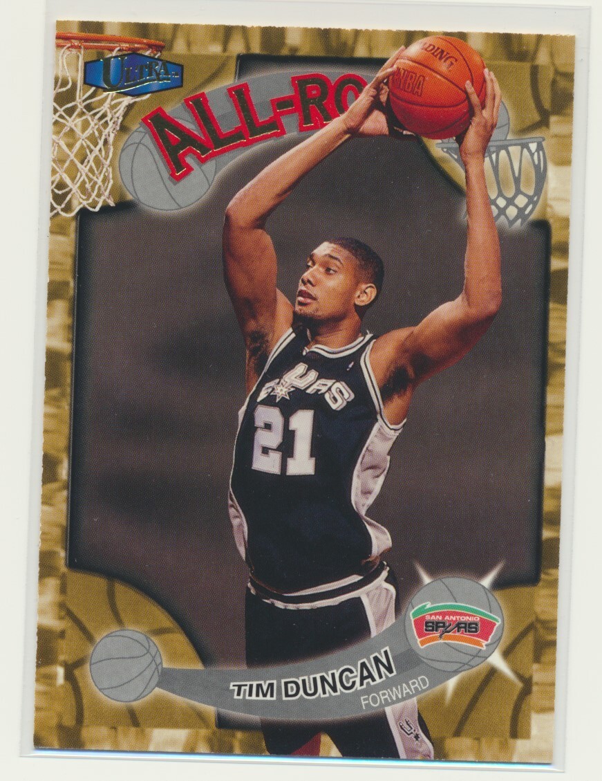 1997-98 Fleer Ultra TIM DUNCAN All-Rookie Insert RC #1 of 15 AR Spurs HOF