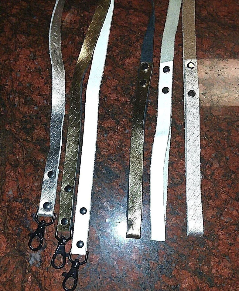 WHITE LEATHER DOG LEASH, GOLD LEATHER DOG LEASH, SILVER LEATHER DOG LEASH - Image 4 of 4