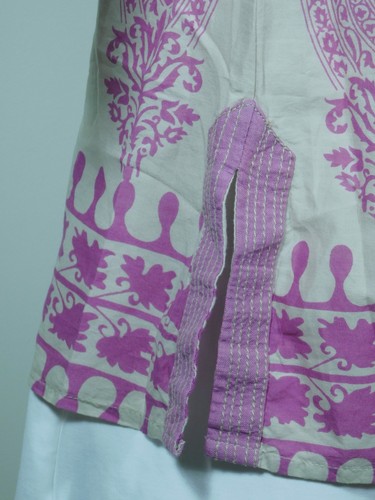 CALYPSO ST. BARTHS Lavender & Beige Lace V-Neck Cotton Tunic Top Sz M - Picture 6 of 8