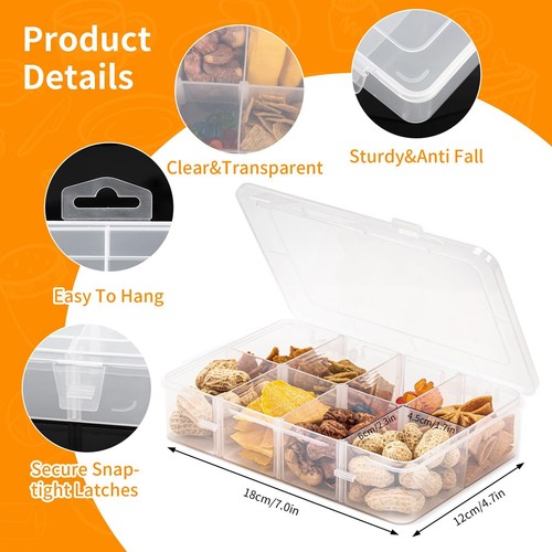 Snack Box Container 10 Compartments Reusable Divided Snack Container Storage Box - Picture 5 of 8