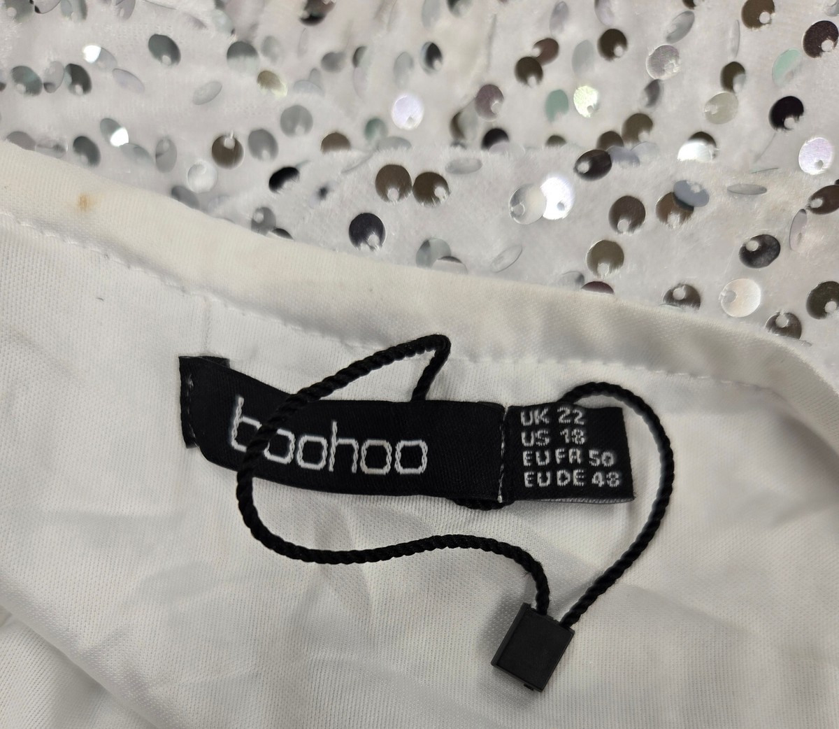 Womens NWOTs BooHoo White Sequin Wrap Dresses Sz 18 Plus Velour View 3