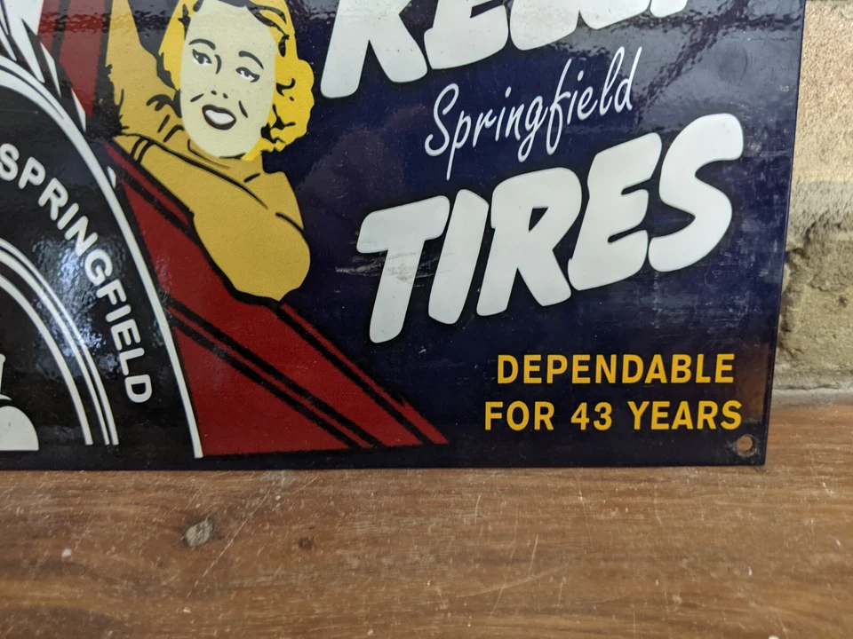 DE COLECCIÓN KELLY SPRINGFIELD NEUMÁTICOS PORCELANA PUBLICIDAD LETRERO RUEDAS NEUMÁTICO 12" X 8" Foto 4 de 4
