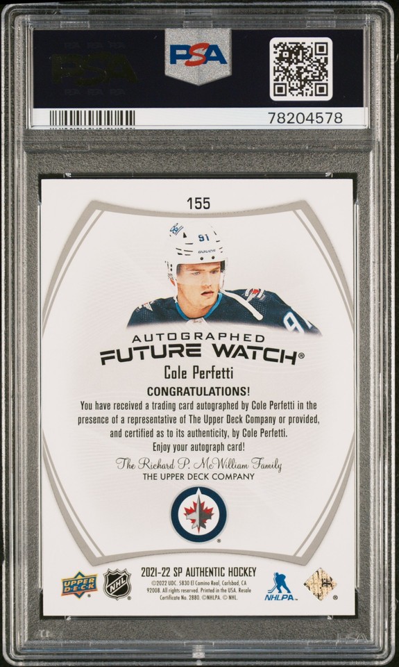 2021-22 SP Authentic Future Watch Autograph Auto Rookie RC Cole ...