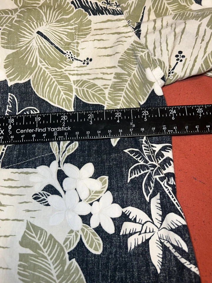 Camisa Hawaiana Floral Descalza en el Paraíso Hombres Grande Campamento 1/4 Botón Verde De Colección Foto 4 de 4