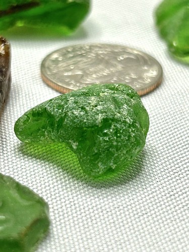 Big Beach Surf Tumbled Sea Glass California Jolly Rancher Green Apple Text USA! - Imagen 3 de 9
