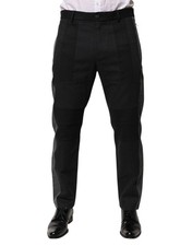 Dolce & Gabbana Black Gray Cotton Dress Formal Trouser Men's Pants Authentic