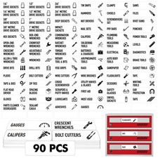 90 PCS Magnetic Toolbox Labels, 82 Pre-Printed 8 Blanks 3.5 x 1 , White