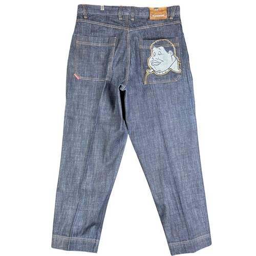 Fubu Platinum Fat Albert Ruby Wide Leg Baggy Denim Jeans Y2K Blue Mens 38x34 EUC
