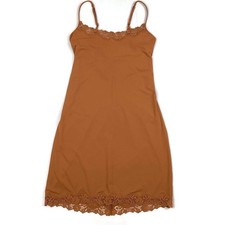 SKIMS Fits Everybody Lace Bodycon Slip Mini Dress Bronze Large NWOT