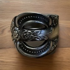 Vintage Spoon Ring Handmade Size 9 Recycled Stainless Steel Wrap Band