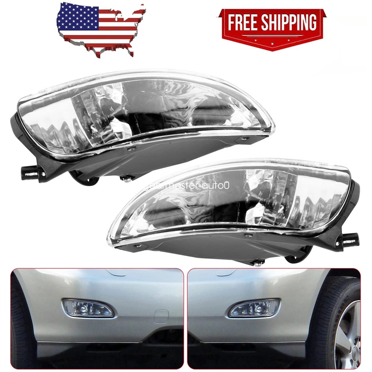 Evan-Fischer Clear Lens Fog Light Set For 2004-2006 Lexus RX330 – LH & RH, Halogen, With Bulbs, DOT/SAE, 1-Year Warranty