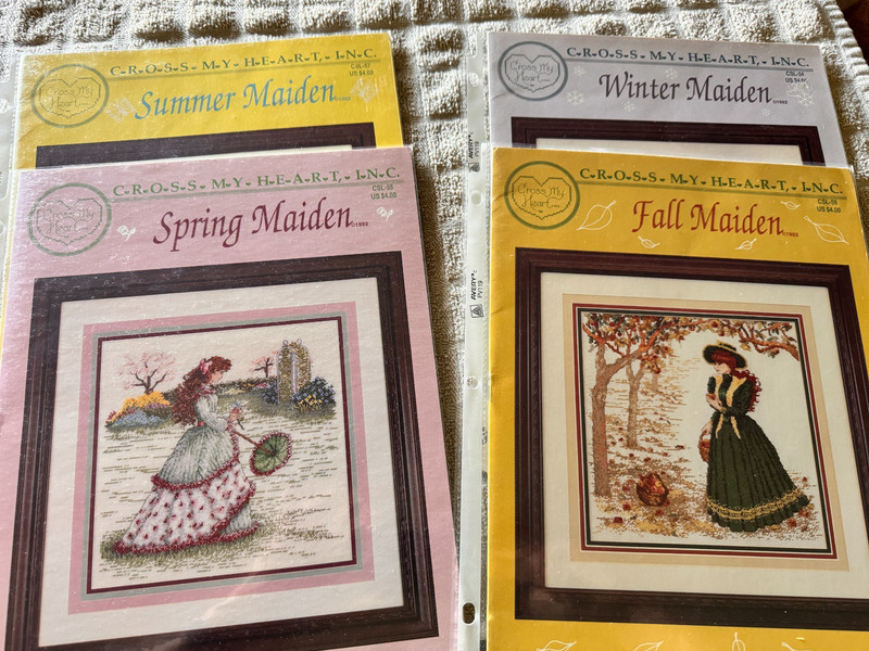 Cross My Heart Maiden Cross Stitch Chart Set 4 Seasons Spring Summer Fall Winter