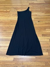Adrianna Papell Womens One Shoulder Dress Size 14 Black Stretch Maxi Elegant