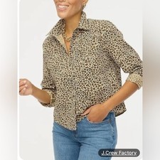 J.Crew Cheetah Print Cotton Button Down Size S