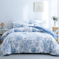 Floral Duvet Cover Queen Size 3 Pieces, Flower Duvet Cover with 2 Pillow Sham...