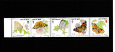 ISLE OF MAN: 1993 - Butterflies Strip of 5 Stamps MNH