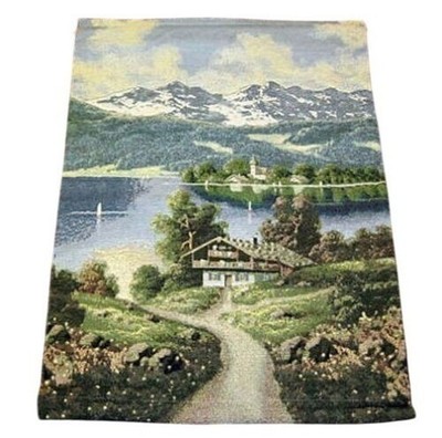 Alpine Chalet Swiss Alps European Lodge Mountain Living Tapestry Wall Hanging