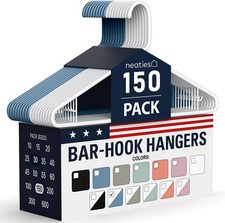 Plastic Hangers 100+ Pack (150 Count) – Made in the USA – 6lb Capacity Standard