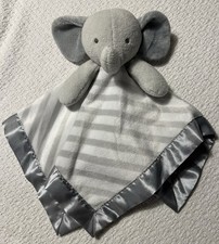 Cloud Island Grey Elephant Security Baby Blanket Lovey Satin Trim Striped