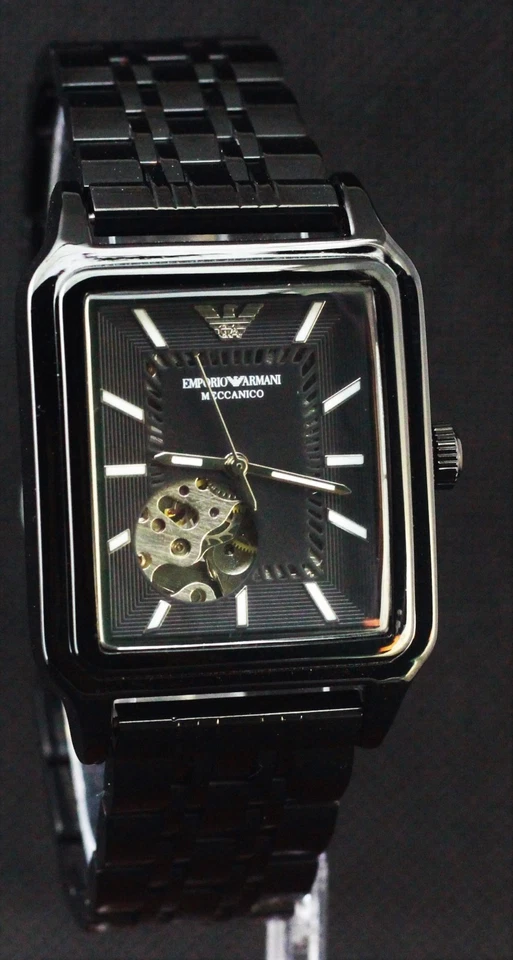 Hermoso reloj para hombre Emporio Armani automático con esfera negra de acero inoxidable. Foto 2 de 4