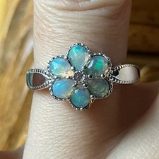 Natural Ethiopian Opal Sterling Silver Ring Size 7