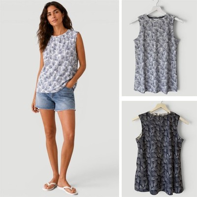 Womens White Stuff Linen Vest Top White Navy Sleeveless Summer Casual
