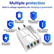 Fast Charging 4 Port USB Charger with Safety Protection for Phones For Travel