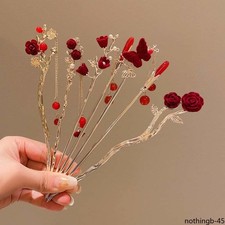 Rose Hairpin Chinese Tassel Hair Stick Pins Hair Clips Valentine's Day Headwear