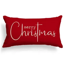 Christmas Pillow Covers Merry Christmas Throw Pillow Decorative Christmas Red