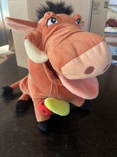 Disney Store The Lion King Pumba Warthog Plush w/ Grub Bugs in Mouth 14”