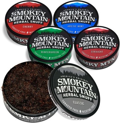 Smokey Mountain Herbal Long Cut Classic Wintergreen Tea Bag Sampler Box 5 Can