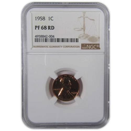 1958 Lincoln Wheat Cent PF 68 RD NGC Penny Proof 1c Coin SKU:CPC0179
