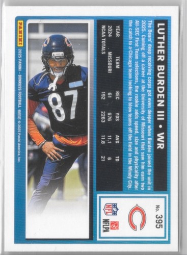 2025 Donruss Rated Rookie Luther Burden III #395 Yellow Press Proof  - Picture 2 of 3