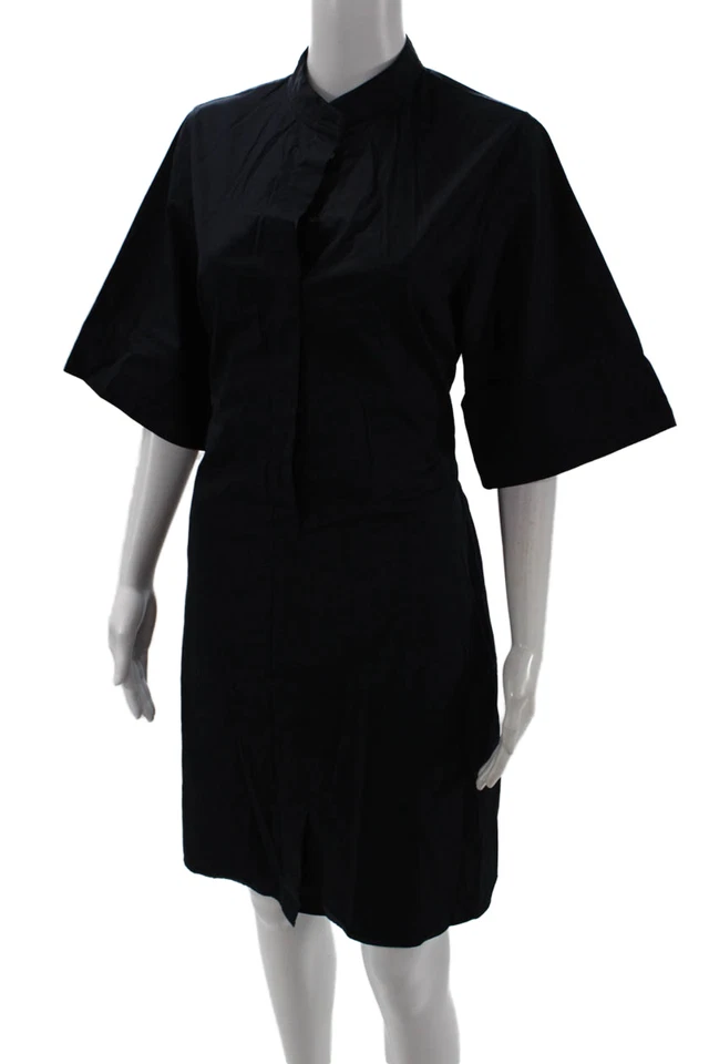 Vestido camisero 3.1 Phillip Lim para mujer negro cuello alto botón hasta la rodilla talla 6 Foto 2 de 4