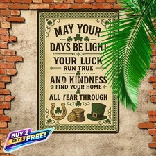 Irish Shamrock Saint Patrick's Day Metal Wall Plaque 8x12