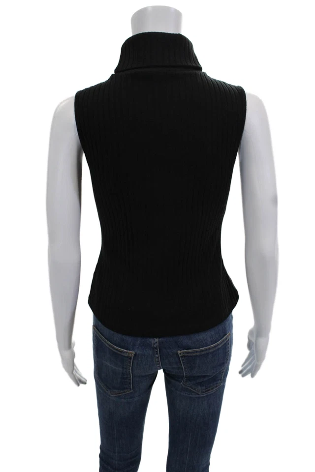 Camiseta sin mangas básica Drew para mujer cuello alto negra talla XS Foto 3 de 4