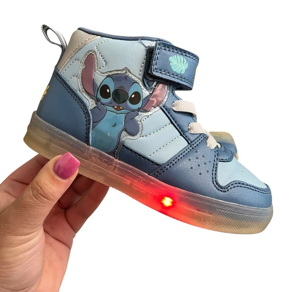 迪士尼 Lilo Stitch Light Up 鞋 儿童 尺码 11 学步儿童 蓝色 高帮运动鞋 Y2K — 第 3/4 张图片