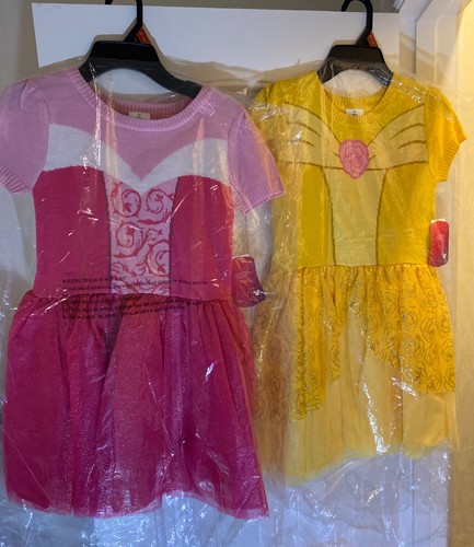 disney princess light sweater dress ( sleeping beauty/belle) 2pk size 7/8