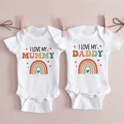 Cute Newborn Baby I Love Daddy I Love Mummy Baby T shirt Infant Bodysuit Summer