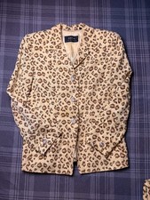 Dana Buchman Womens Two Piece Suit Pant Set Beige Leopard Print Notch Lapel 6