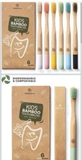 Kids Bamboo Toothbrush 6 Pack Soft Bristles BPA Free Eco Friendly Biodegradable
