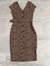 Express Tweed Midi Sheath Dress in Brown and Black